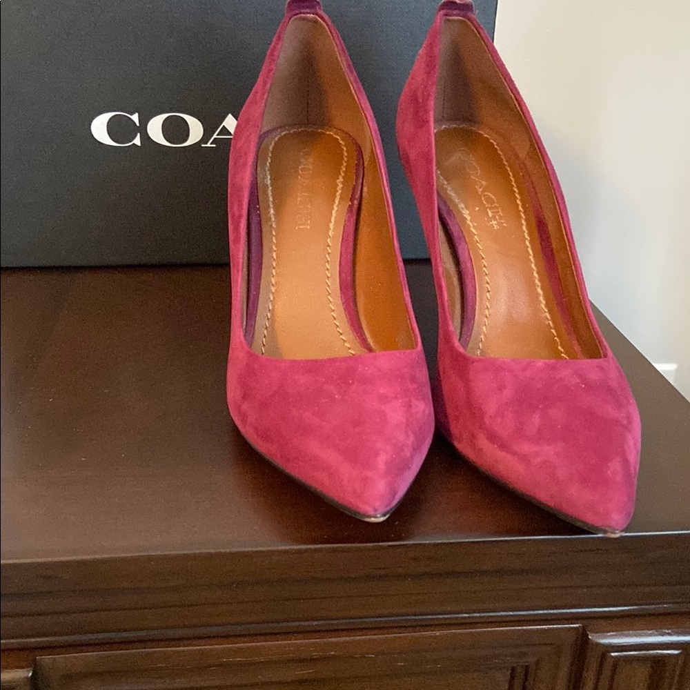 Coach Pink Stiletto Heels Suede Elegance
